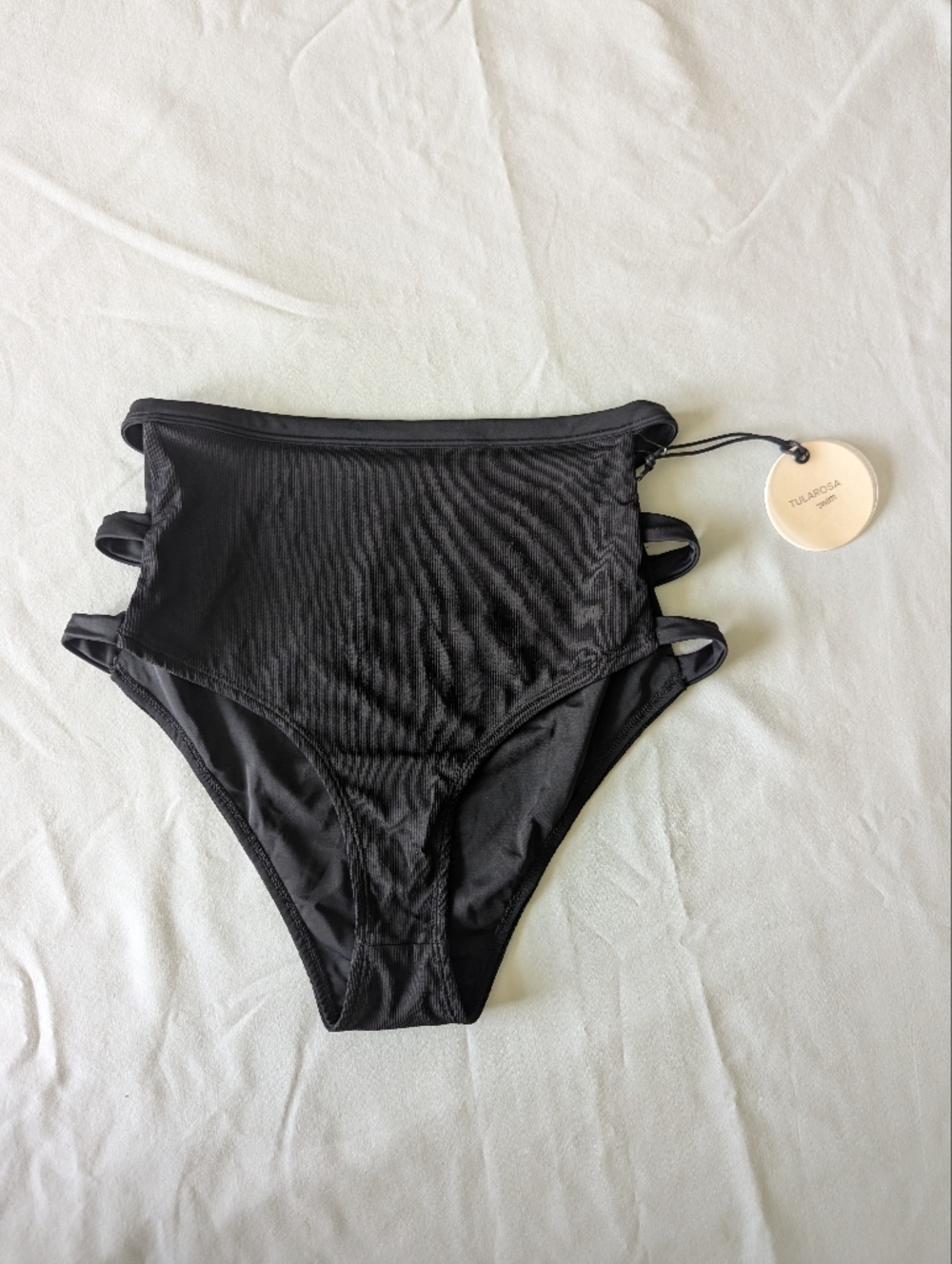 Tularosa Black High Waisted Swim Bottoms With Side Cutouts